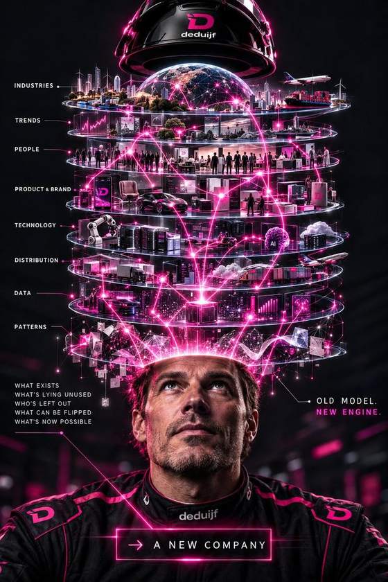 The layers of a market stacked between Niels and an open helmet